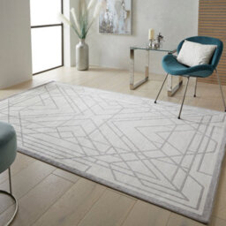 Light Grey Modern Chequered Geometric Easy To Clean Modern Bedroom Dining Room And Living Room Rug-120Cm X 180Cm - thumbnail 1