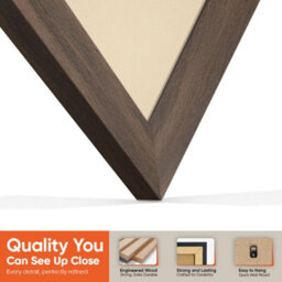 "AK Frames 25X17"" Walnut Sleek Vinyl Record Frame With Ivory Mount For 12 Inch Lp Cover & Disc - Overlapped Design" - thumbnail 3