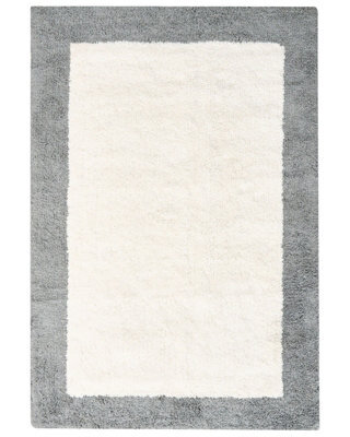 Wyld And Coco Beige Grey Geometric Cotton Bath Mat 60 X 90 Cm Plush Absorbent - image 1
