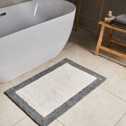 Wyld And Coco Beige Grey Geometric Cotton Bath Mat 60 X 90 Cm Plush Absorbent - thumbnail 2