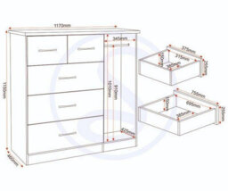 Seconique Nevada 5 Drawer 1 Door Low Wardrobe In Black Gloss Finish - thumbnail 2