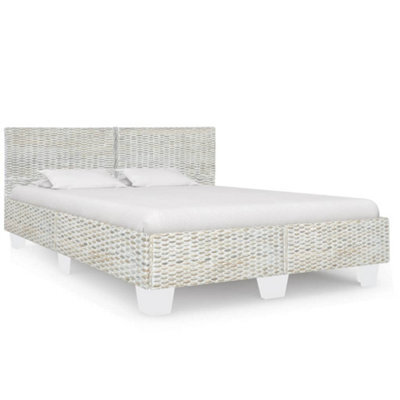 Berkfield Bed Frame Grey Natural Rattan 140X200 Cm - image 1