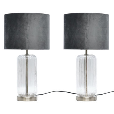 First Choice Lighting Set Of 2 Walpole - Glass And Brushed Chrome 49Cm Table Lamps - image 1