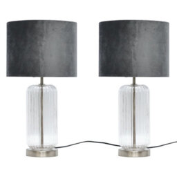 First Choice Lighting Set Of 2 Walpole - Glass And Brushed Chrome 49Cm Table Lamps