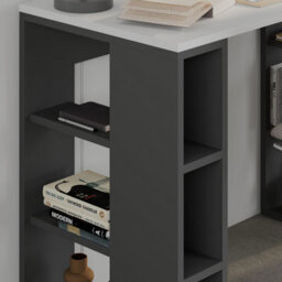 Decortie Modern Colmar 106Cm Working Desk Particleboard 3 Open Shelves Wall Fix H75Xw106Cm, White, Anthracite Grey - thumbnail 4