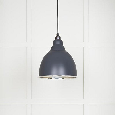 From the Anvil Hammered Nickel Brindley Pendant In Slate - image 1