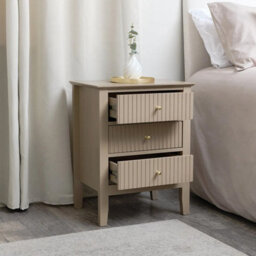 Melody Maison 3 Drawer Bedside Table - Hales Tan Range - thumbnail 4