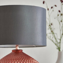 Anson Lighting Marlo Copper Plated Glass With Grey Faux Silk Shade 1 Light Table Light - thumbnail 4