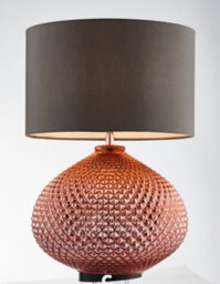 Anson Lighting Marlo Copper Plated Glass With Grey Faux Silk Shade 1 Light Table Light - thumbnail 6