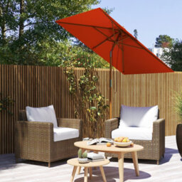 Outsunny Wooden Patio Umbrella Market Parasol Outdoor Sunshade Orange - thumbnail 9