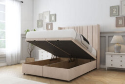 "Comfort Grace Sand Naples Ottoman Bed Base With 54"" Wingback Headboard 2'6 Small Single" - thumbnail 2