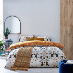 Furn. Tiger Fish Botanical Reversible Duvet Cover Set, King, Gold
