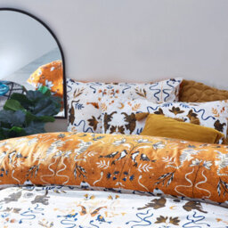 Furn. Tiger Fish Botanical Reversible Duvet Cover Set, King, Gold - thumbnail 3