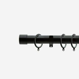Matt Black 28mm End Cap Fixed Length Metal Curtain Pole  160Cm