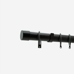 Matt Black 28mm End Cap Fixed Length Metal Curtain Pole  160Cm - thumbnail 2