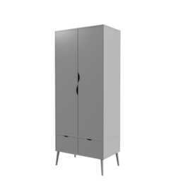 Urbn-Living Urbnliving 180Cm Height Grey Wardrobe With 2 Door 2 Drawer Scandi Legs Cupboard Hanging Rail Unit - thumbnail 5