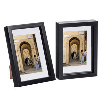 "Nicola Spring A5 (6 X 8"") Photo Frames - Black/white Mount - 3D Picture Frame Box Portrait Display Case (23.5 X 17Cm) Set Of 2" - image 1