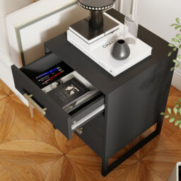 Melody Maison Pair Of Black 3 Drawer Bedside Tables - Luna Black Range - thumbnail 4