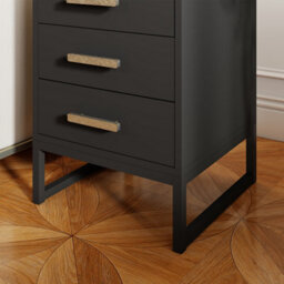Melody Maison Pair Of Black 3 Drawer Bedside Tables - Luna Black Range - thumbnail 5