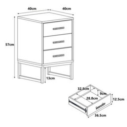 Melody Maison Pair Of Black 3 Drawer Bedside Tables - Luna Black Range - thumbnail 7