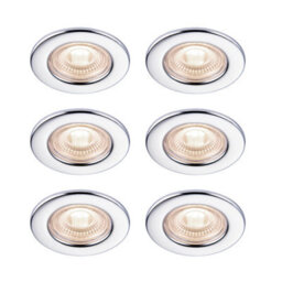 GoodHome Hodgkin Chrome Effect Fixed Led Fire-Rated Neutral White Downlight Ip65, Pack Of 6 - thumbnail 1