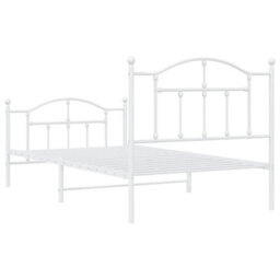 Berkfield Metal Bed Frame With Headboard And Footboard White 100X190 Cm - thumbnail 7