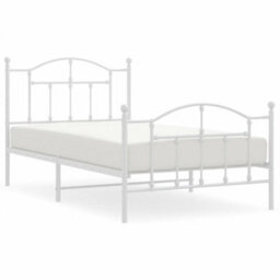 Berkfield Metal Bed Frame With Headboard And Footboard White 100X190 Cm - thumbnail 2