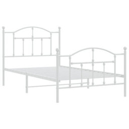 Berkfield Metal Bed Frame With Headboard And Footboard White 100X190 Cm - thumbnail 4