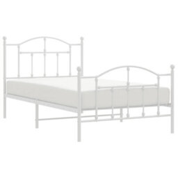 Berkfield Metal Bed Frame With Headboard And Footboard White 100X190 Cm - thumbnail 3
