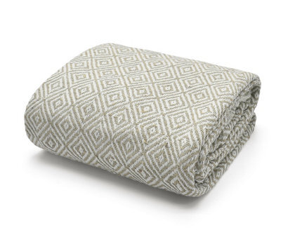 Velosso Cosy Woven Cotton Print Throw Blanket In Plush Texture - Available For Sofa, Bed, Couch - 50Cm X 60Cm Throw - Beige