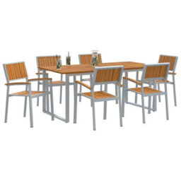 Berkfield Garden Dining Set 7 Pcs Grey And Brown 180 X 90 X 75 Cm - thumbnail 3