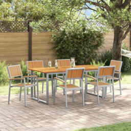 Berkfield Garden Dining Set 7 Pcs Grey And Brown 180 X 90 X 75 Cm