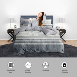 Neel Blue Double Printed Duvet Cover & 2 Matching Pillow Cases - Grey & Blue - thumbnail 8