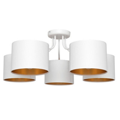 Luminosa Lighting Luminosa Alba Multi Arm Semi Flush Ceiling Light White, Gold 70Cm