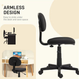 Armless Office Chair With Adjustable Height 360 Swivel Wheels Black - thumbnail 4