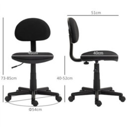 Armless Office Chair With Adjustable Height 360 Swivel Wheels Black - thumbnail 2