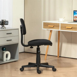 Armless Office Chair With Adjustable Height 360 Swivel Wheels Black - thumbnail 5