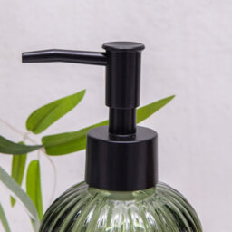 Annibells Green Grey Or Amber Glass Vintage Ribbed Soap Dispensers - Green - thumbnail 2