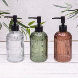 Annibells Green Grey Or Amber Glass Vintage Ribbed Soap Dispensers - Green - thumbnail 3