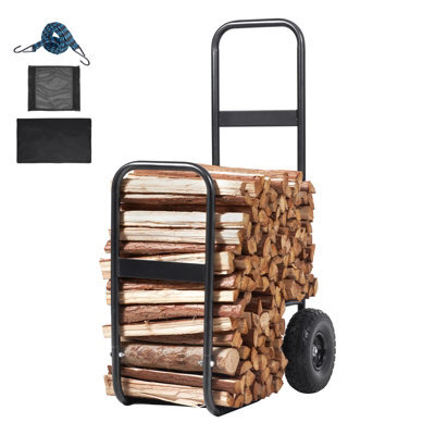 Vevor Firewood Log Cart, 250 Lbs Capacity, Outdoor And Indoor Wood Rack Storage Mover With Pu Wheels & Waterproof Cloth - image 1