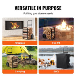 Vevor Firewood Log Cart, 250 Lbs Capacity, Outdoor And Indoor Wood Rack Storage Mover With Pu Wheels & Waterproof Cloth - thumbnail 6