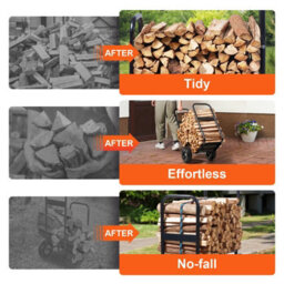 Vevor Firewood Log Cart, 250 Lbs Capacity, Outdoor And Indoor Wood Rack Storage Mover With Pu Wheels & Waterproof Cloth - thumbnail 3