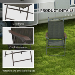 Wyld Haus Covani Set Of 2 Dark Brown Folding Garden Chairs With Breathable Mesh Seats - thumbnail 6