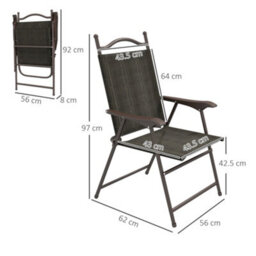Wyld Haus Covani Set Of 2 Dark Brown Folding Garden Chairs With Breathable Mesh Seats - thumbnail 3