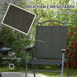 Wyld Haus Covani Set Of 2 Dark Brown Folding Garden Chairs With Breathable Mesh Seats - thumbnail 5