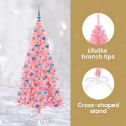 Vidaxl Christmas Tree With 300 Leds With Stand Pink 180 Cm Pvc - thumbnail 8