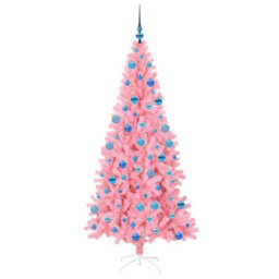 Vidaxl Christmas Tree With 300 Leds With Stand Pink 180 Cm Pvc - thumbnail 4