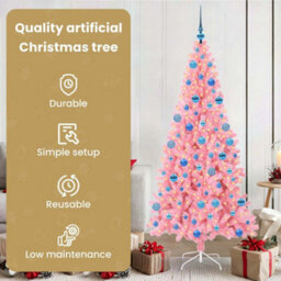 Vidaxl Christmas Tree With 300 Leds With Stand Pink 180 Cm Pvc - thumbnail 7