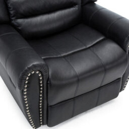 More4Homes Denver Bonded Leather Recliner Armchair W Stud Sofa Home Lounge Chair Reclining (Black) - thumbnail 6
