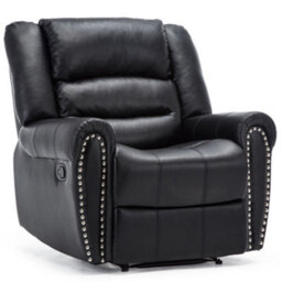 More4Homes Denver Bonded Leather Recliner Armchair W Stud Sofa Home Lounge Chair Reclining (Black) - thumbnail 2